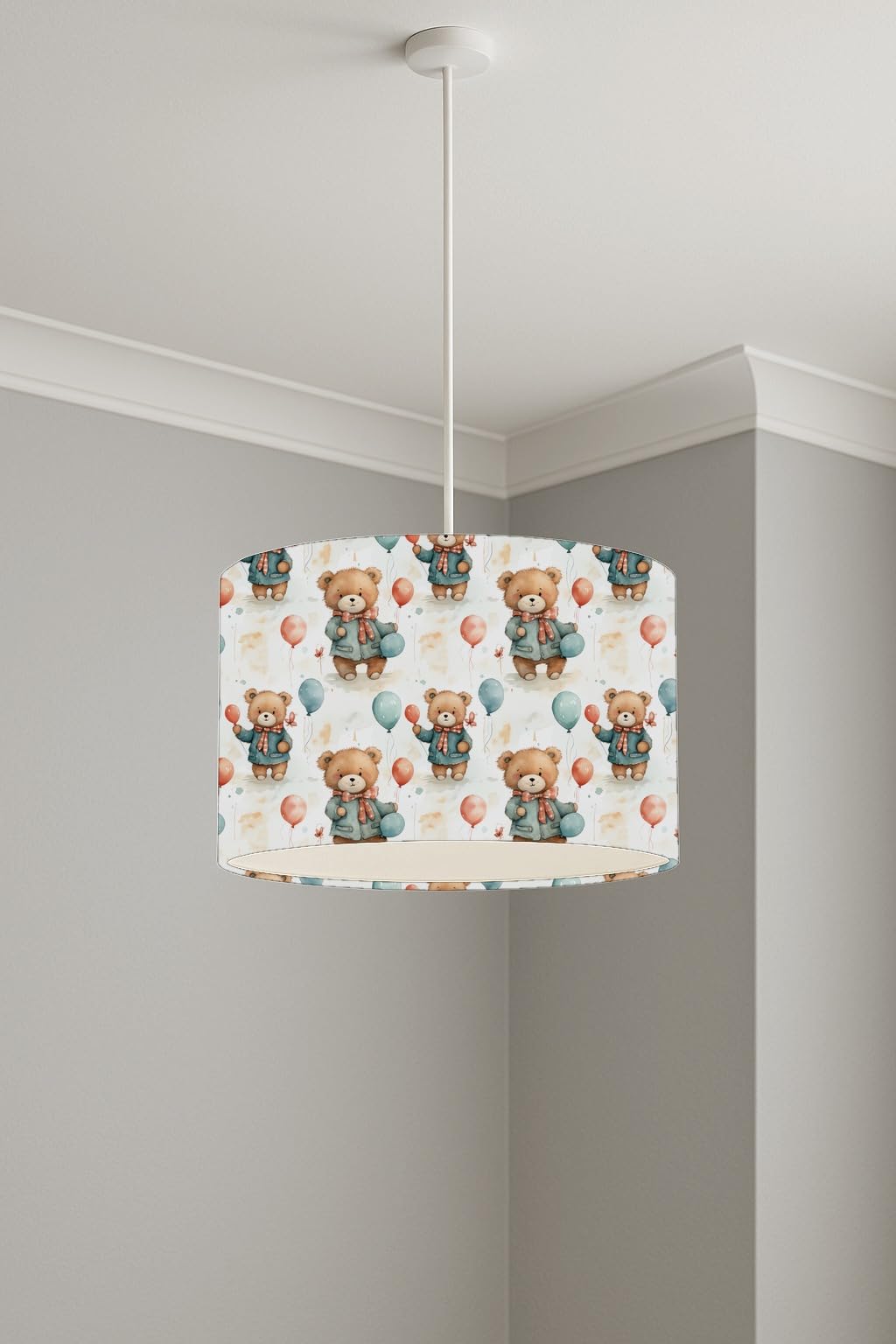 Joyful Bear Celebration lightshade – 30 x 21cm Ceiling Drum Shade | E33BB8