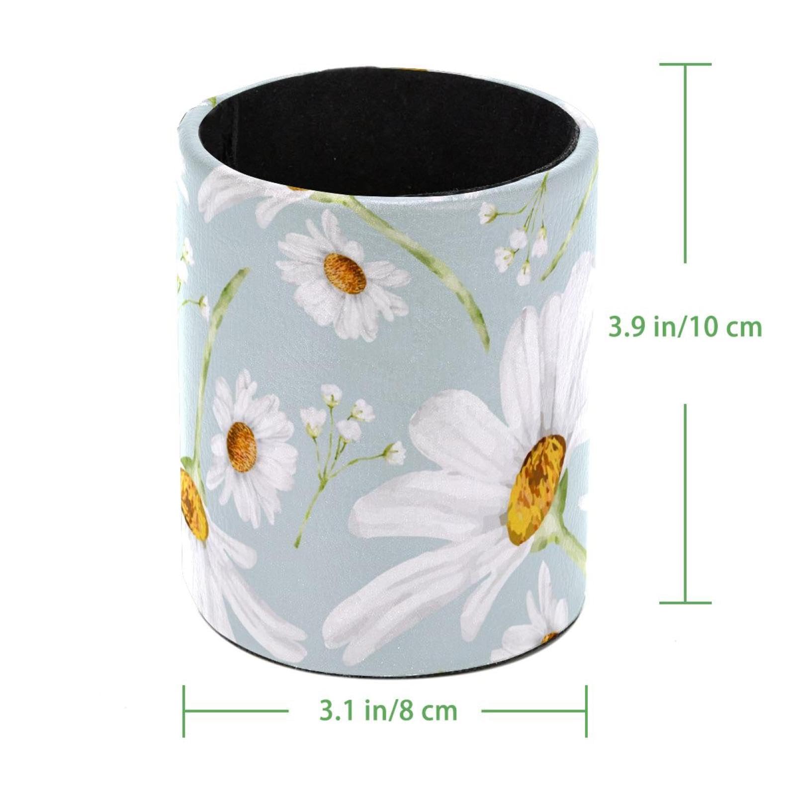Portalápices de colores de gran capacidad para escritorio, con patrón de margaritas, soporte para brochas de maquillaje, accesorios de escritorio y organizadores de espacio de trabajo para el