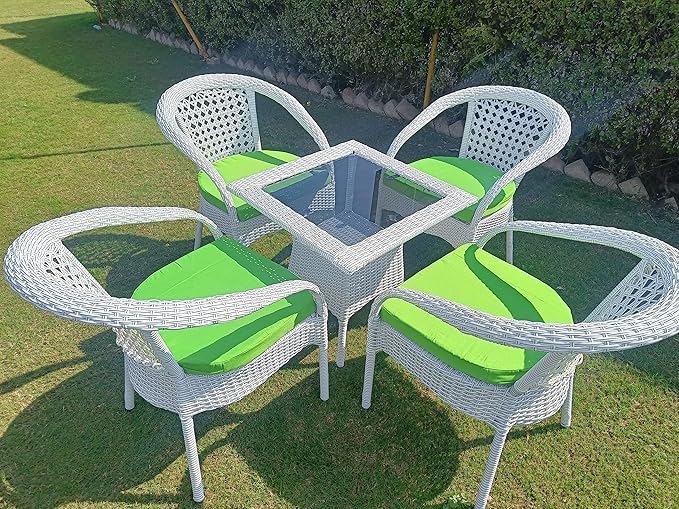 SADABAHAR 4+1 Outdoor Indoor Patio Set Bistro Set Rattan Chair Patio Set Lawn Balcony Hall Outdoor Garden Chair Table Set-image-28