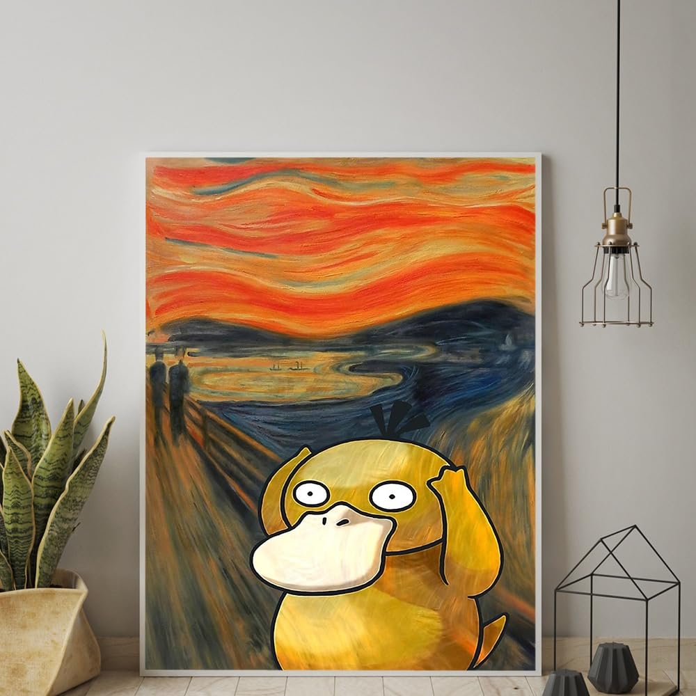 Amazon.co.jp: 現代絵画エドヴァルド・ムンクの叫び抽象アヒルの絵画