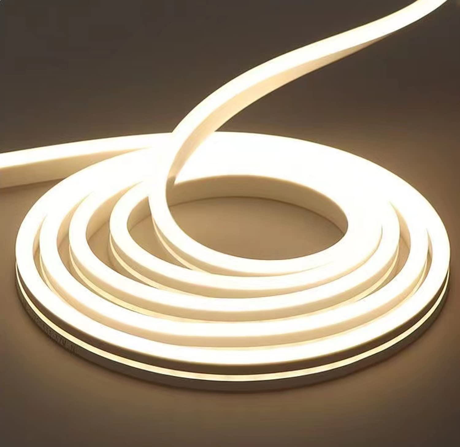 CREAUV Neon LED Strip Lights 16.4ft/5m 12V DC Flexible LED Neon Lights for Bedroom Room Outdoors Decor (Power Adapter not Included) (Yellow)