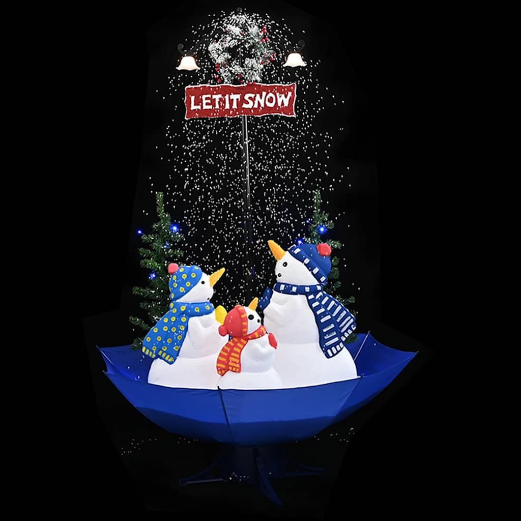 vidaXL Weihnachtsbaum mit Schnee und Schirm-Fuß Blau 170 cm PVC