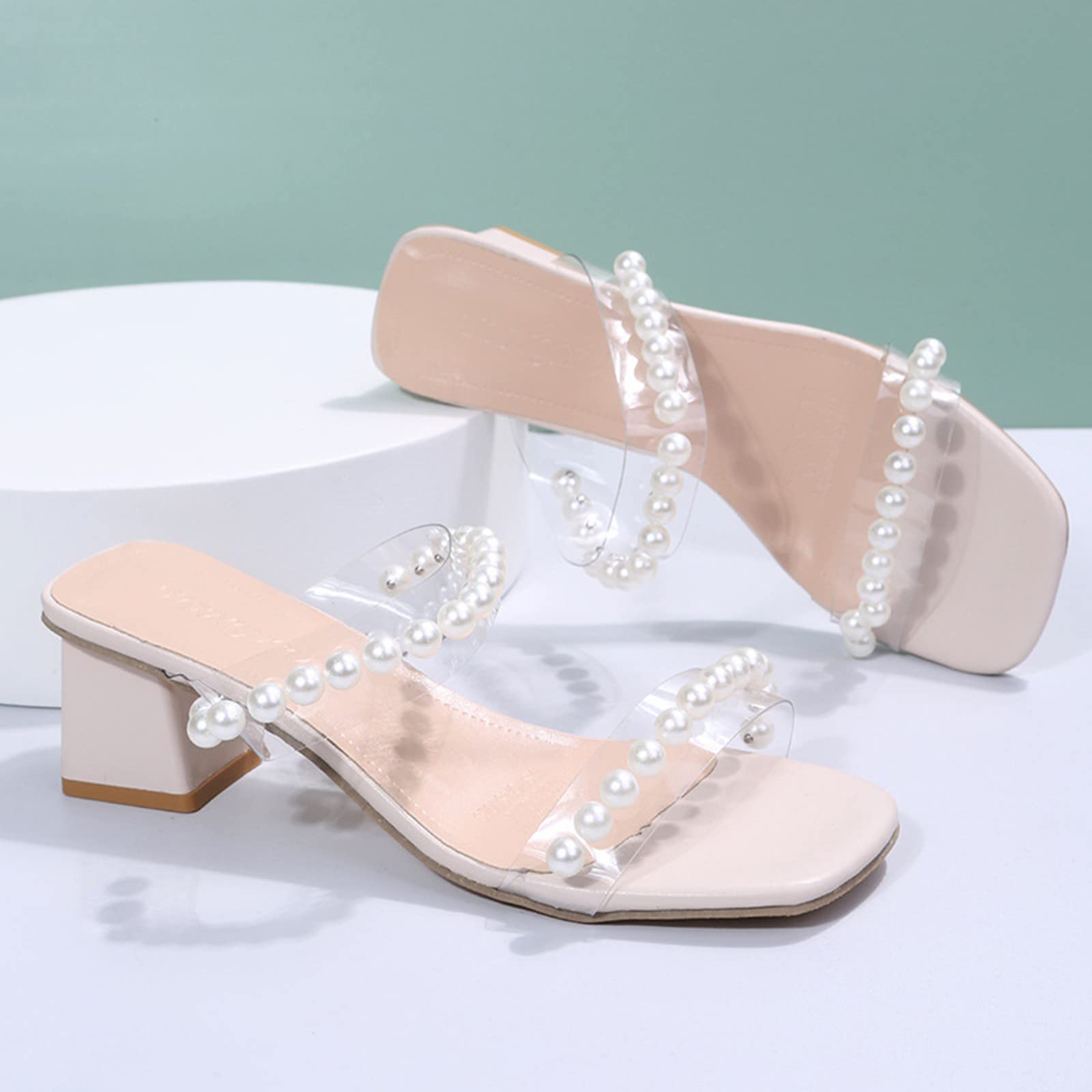 Scarpe Basse Donna Eleganti Sandali Eleganti Largo Sandali e pantofole con tacco in PVC trasparente con da donna Gioiello Bassi Scarpe Comode Estive