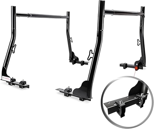 AA-Racks Estante para camiones X31 con (8) abrazaderas en C sin perforación, estante de escalera para camioneta, color negro