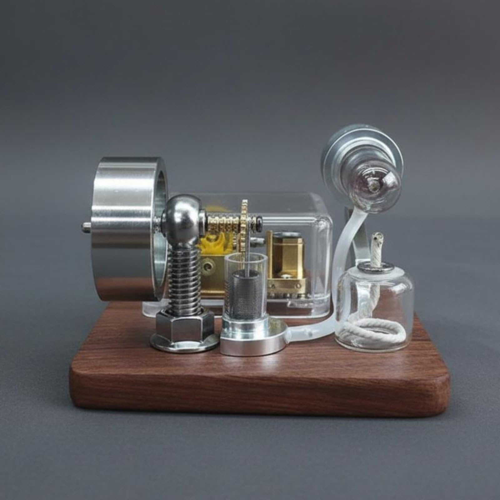 Dispositivo di Apprendimento di Fisica Motore Modello Motore Termico Motore Meccanico Carillon Modello da Tavolo in Lega con Base in Legno Mostra