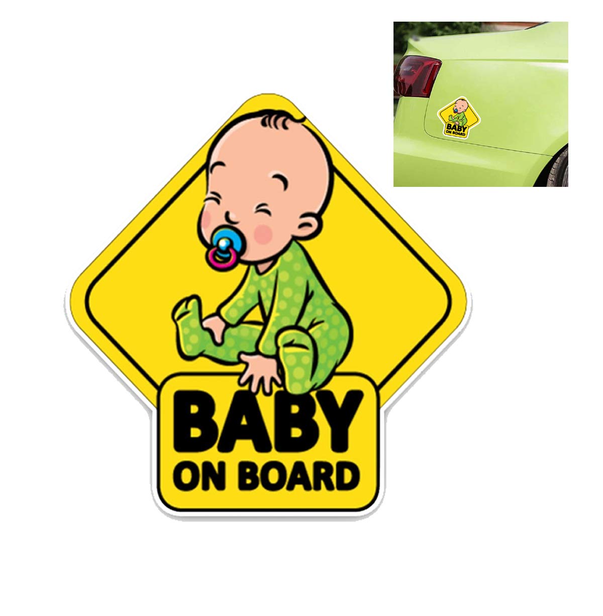 Futaba Cartoon "BABY ON BOARD" Car Sticker- Yellow 1