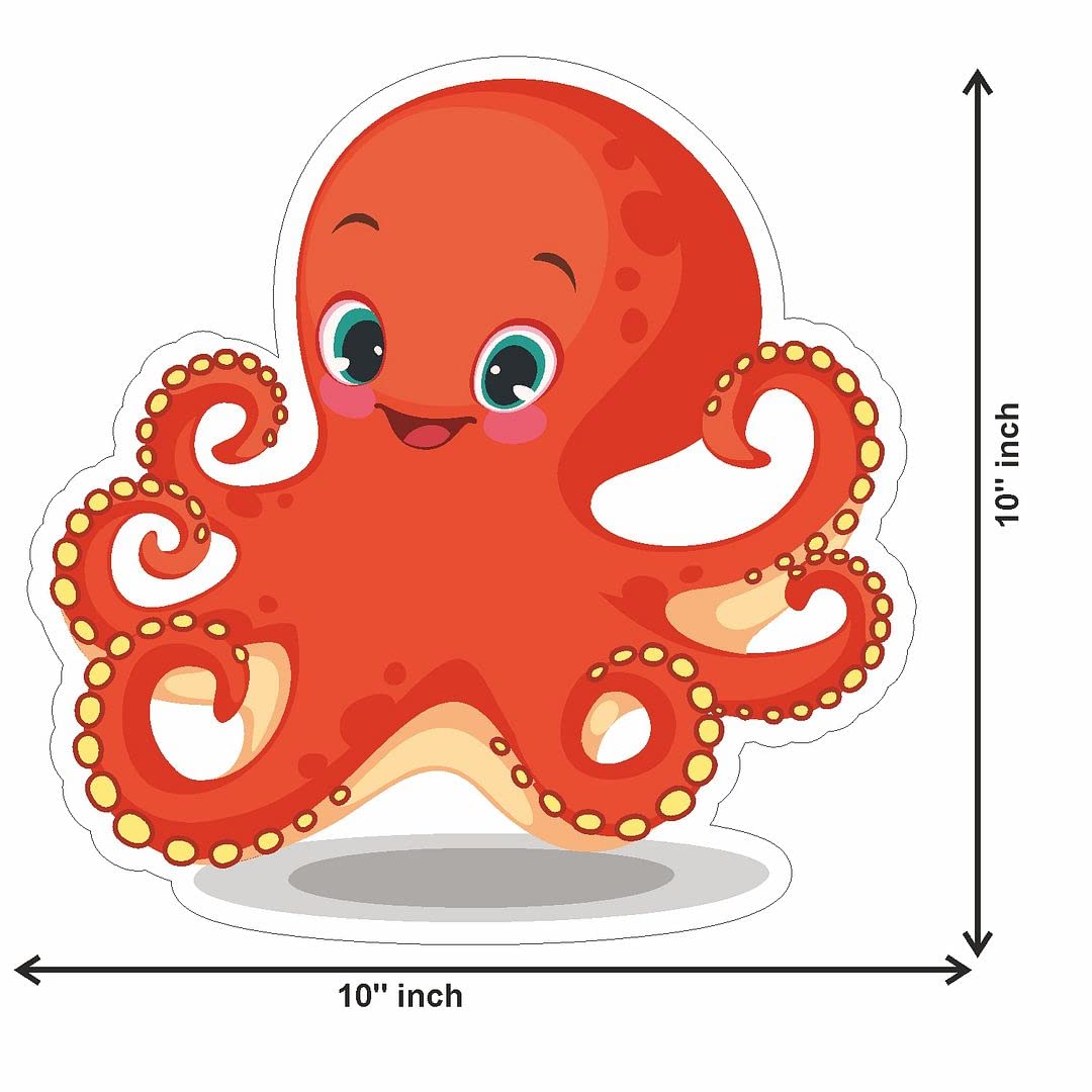 CVANU Cute Cartoon Octopus Design Toilet Seat Stickers Decals Self-Adhesive Removable PVC Vinly (10x10) inch, Pack of 2 2