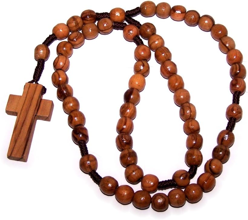 Holy Land Market Catholic Olive Wood Rosary for Men and Women - Hand-Carved Wooden Beads from Bethlehem, with Certificate & Lord's Prayer Card, Corded Rosary best for First Communion or Confirmation - Image 4