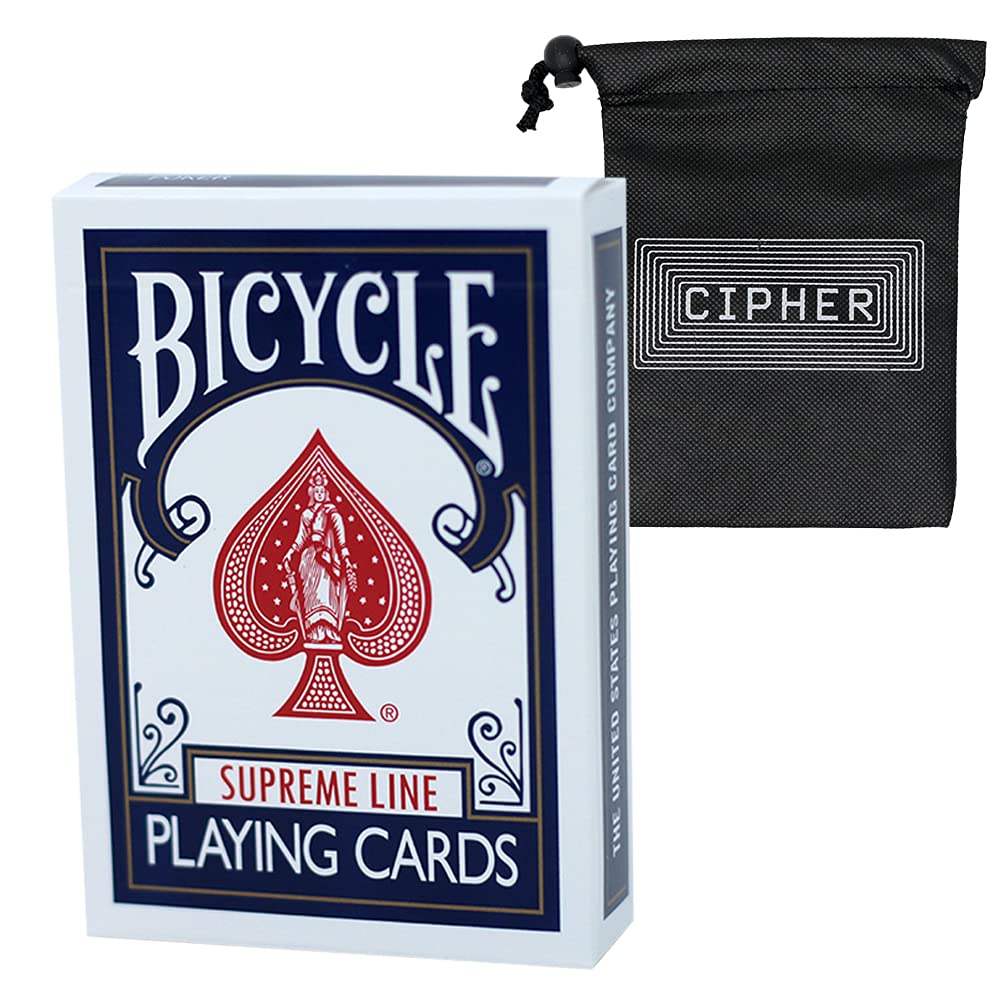 Bicycle Supreme Line Playing Cards - Rider Back Design - Includes Cipher Card Bag (Blue)