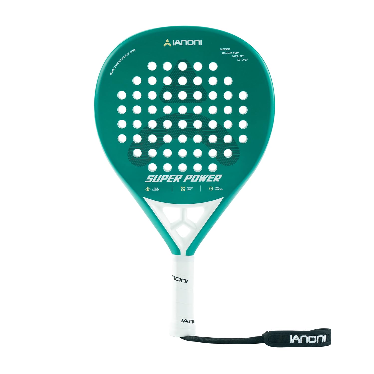 ianoni Racchetta da padel in fibra di carbonio+superficie ruvida con schiuma EVA Memory Flex Core-Green