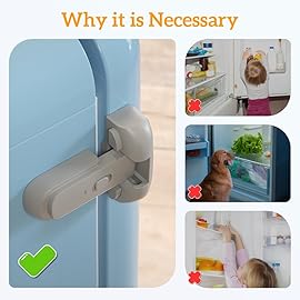 SAFELON 2 Pcs Baby Safety Fridge Lock, Child Proof Refrigerator Freezer Door Lock, Protect Refrigerators with Damaged Sealing Strips (Grey)