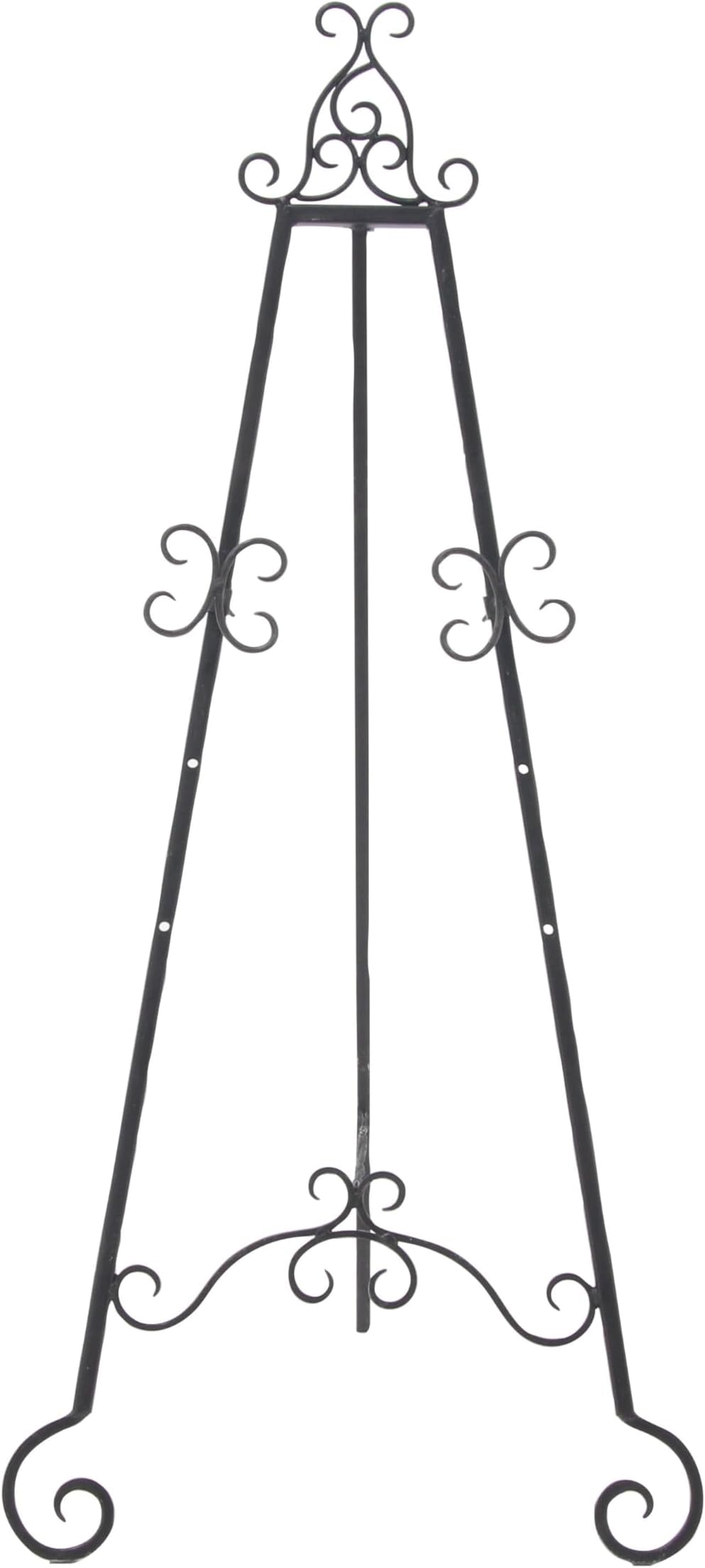 Deco 79 Metal Scroll Large Free Standing Adjustable Display Stand Easel with Chain Support, 21" x 22" x 46", Black