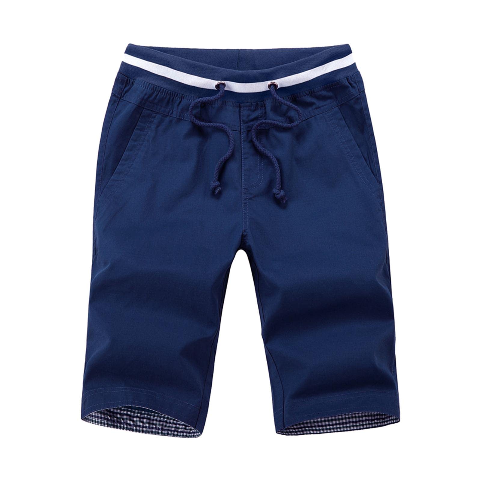 Men's Summer Shorts Cotton Joggers Classic Fit Pocket Pants Dark Blue 3XL-image-31