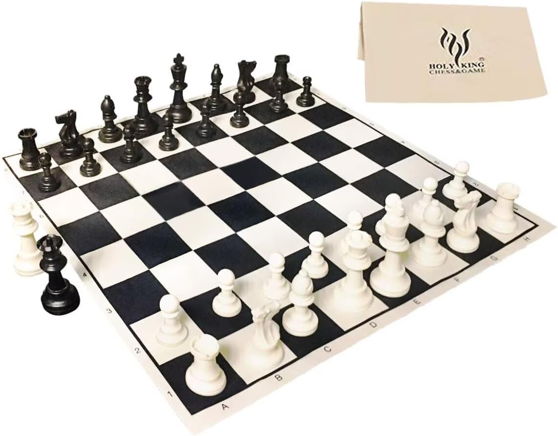 HOLYKING Cloth Chess Set 15.7'' Chess Board Rollup Compact Easy Carry Chessboard, Portable Travel Chess Game Set, Beginner Chess Set for Kids and Adults 15.7 Inches