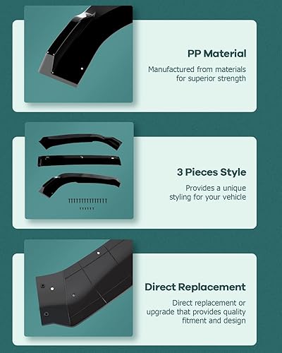 Vista 217 de SCITOO Alerón de labio delantero para Hyundai Elantra 2017-2018 para parachoques delantero negro brillante