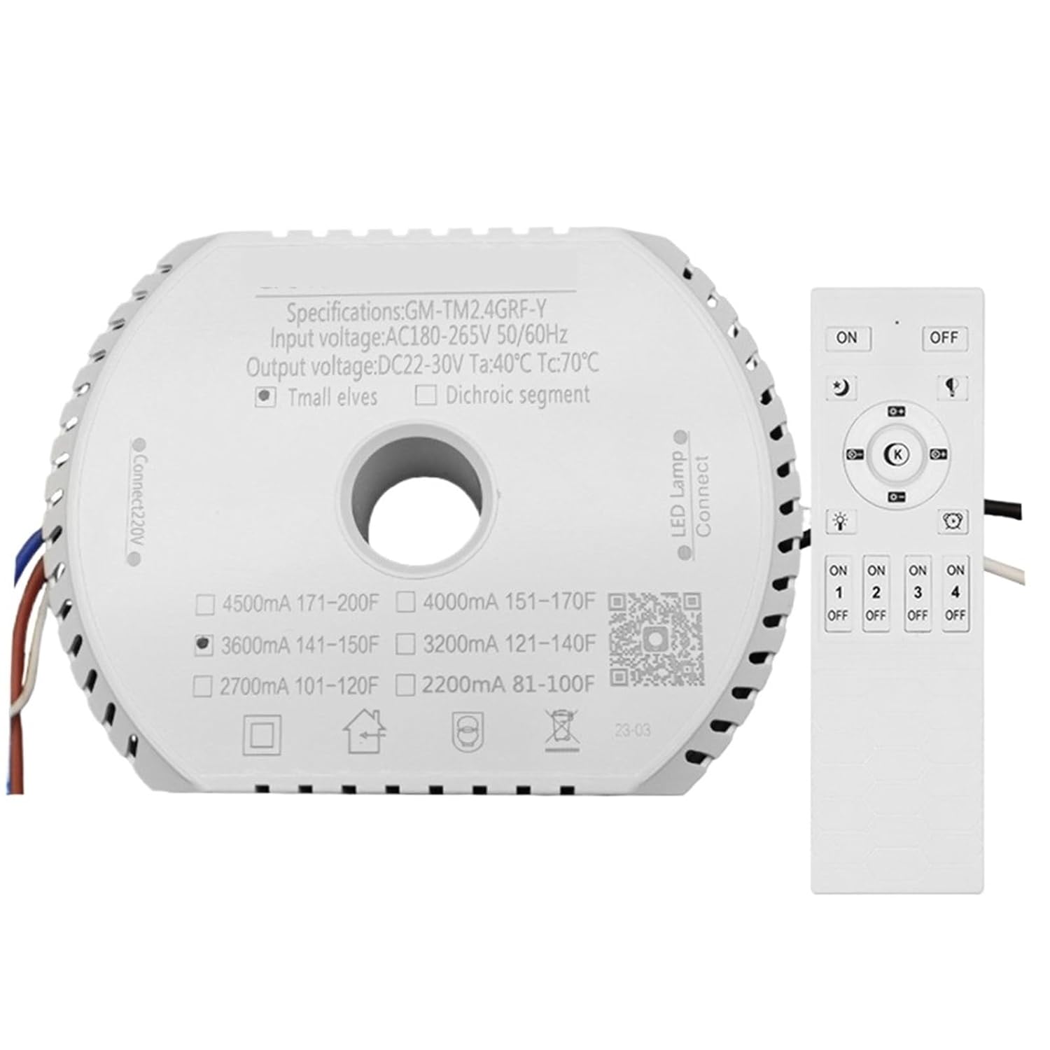 22-30V GM-TM2.4GRF-Y LED Driver Tmall Elves Gomieoo Intelligent Power Supply Two Wires and 2 Colors Lamp Adapter(1500mA 110-220V)