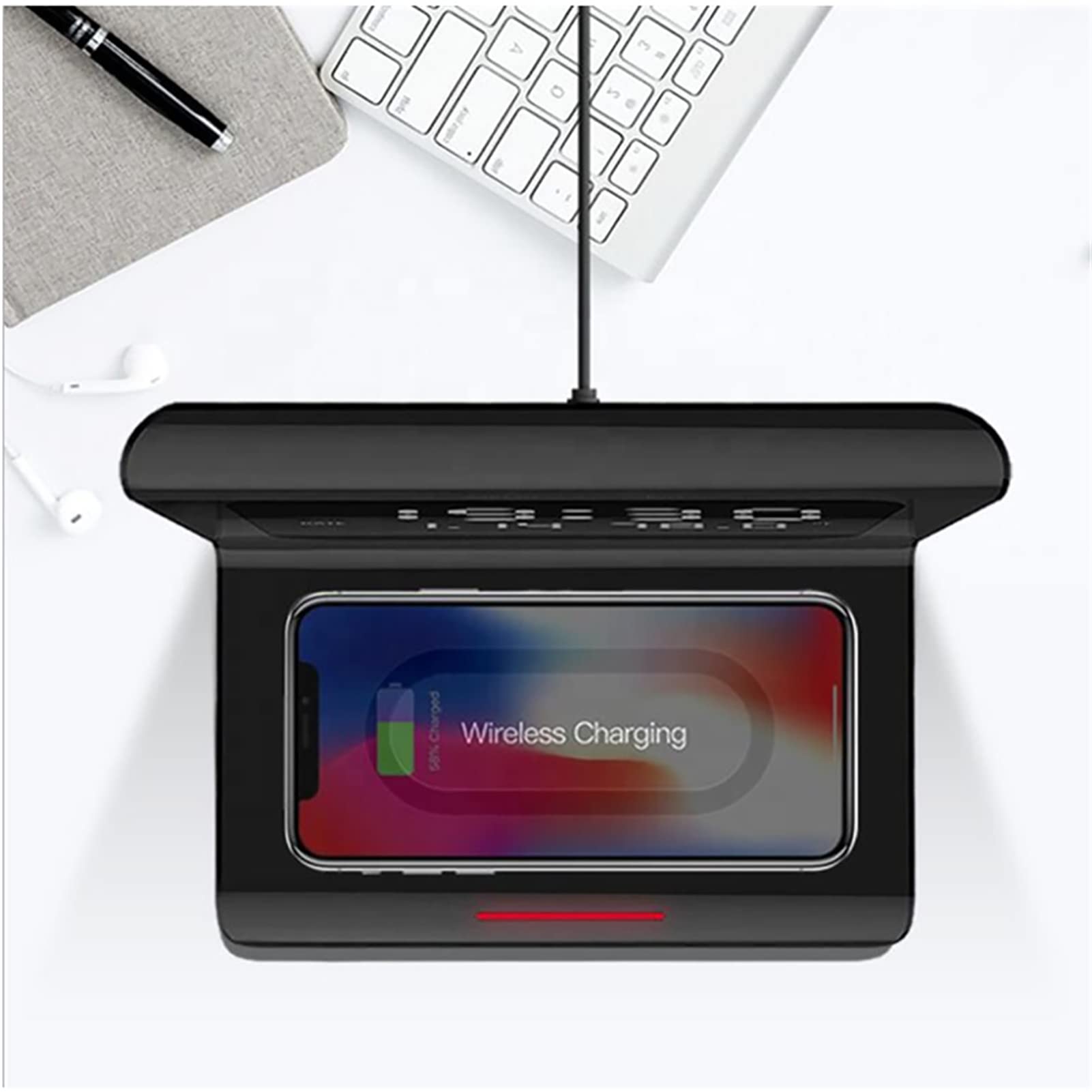 Sveglia Digitale con Caricatore Wireless, Sveglia a LED con termometro e Tempo per Viaggi in Ufficio, Arredamento Camera da Letto, Bambini, Adolescenti, Adulti, Regali