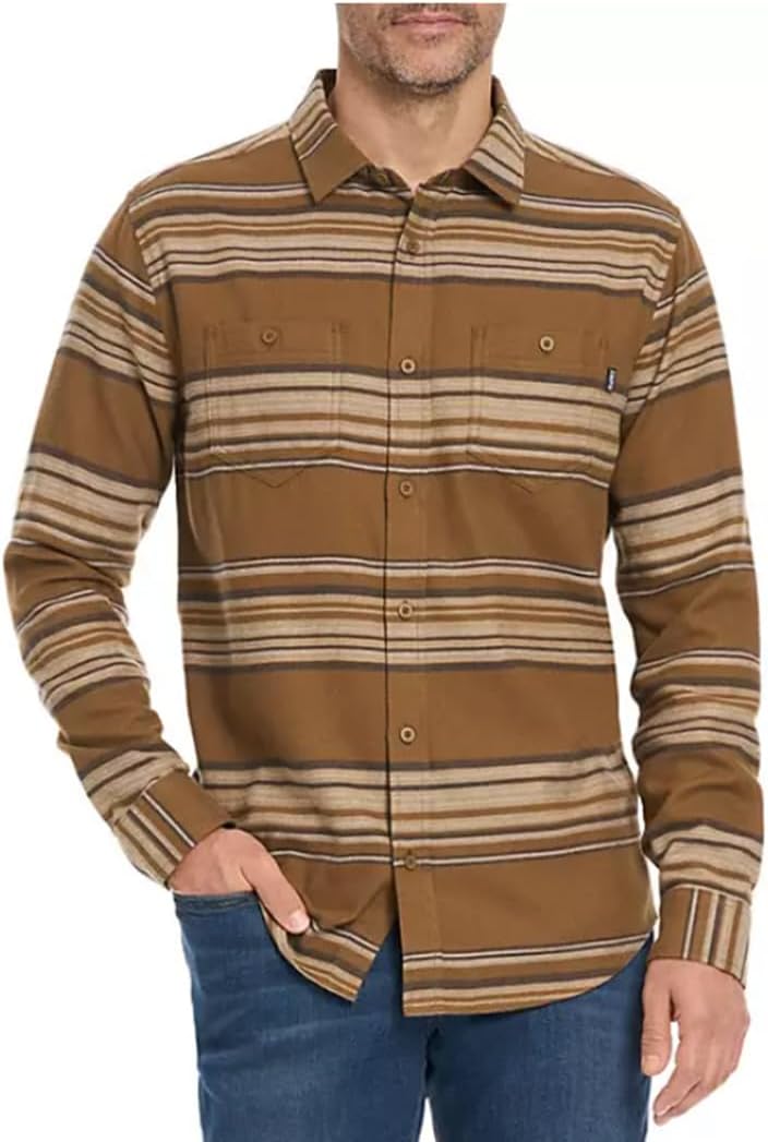 Hurley Brushed Long Sleeve Flannel (Bronzed Stripes, XX-Large)