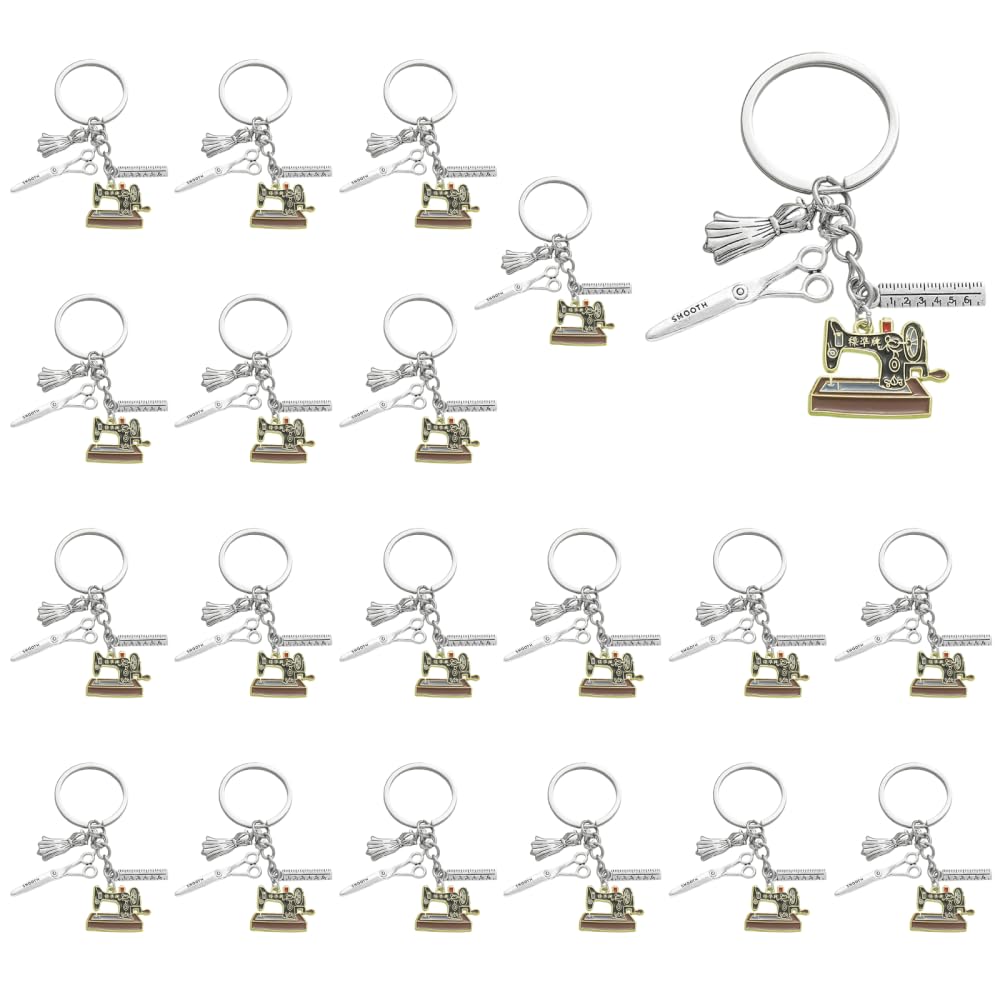 DONGKER Sewing Keychains, 20pcs Sewing Machine Scissor Keychain for Costume Designer Quilters Seamstress Mom Grandma Present