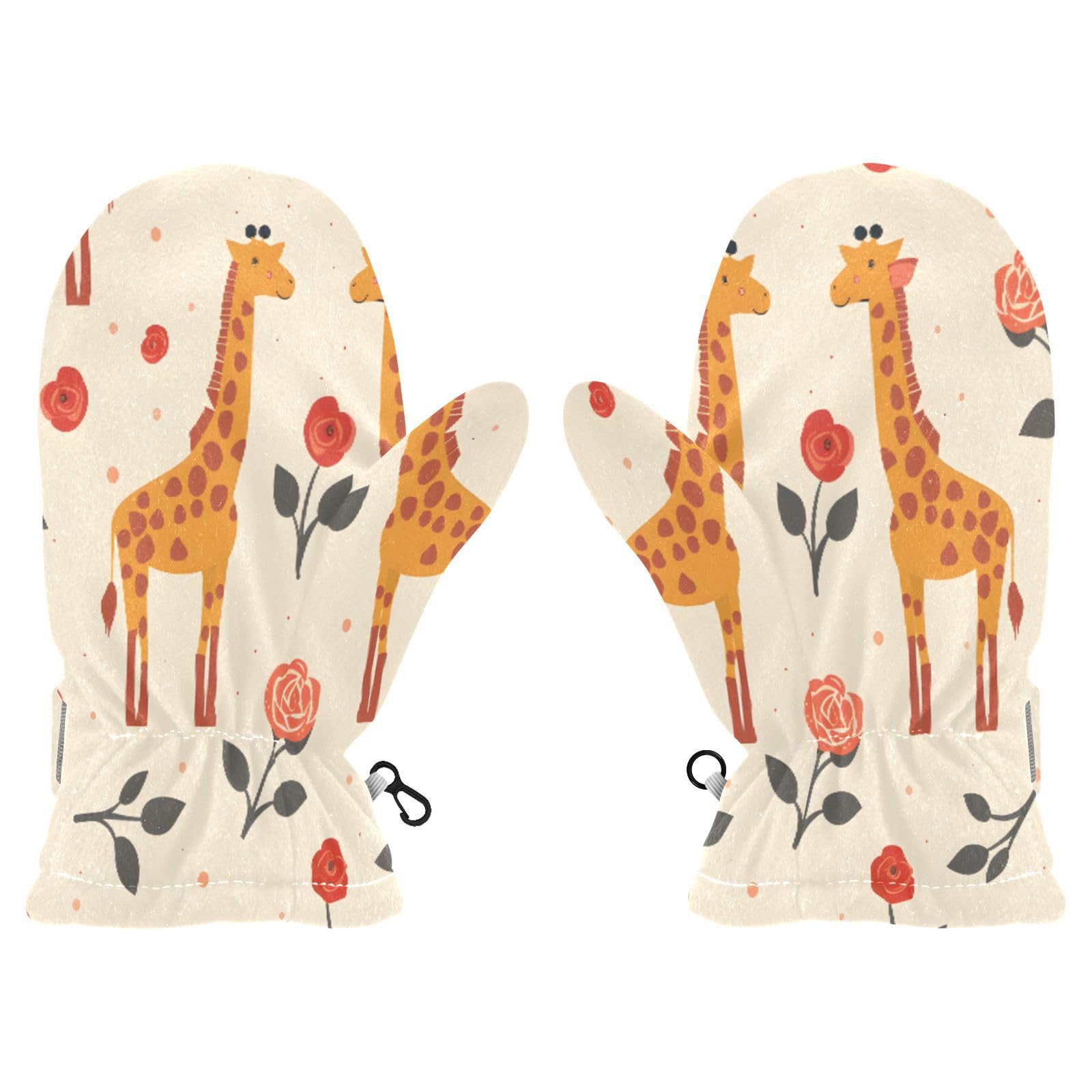 Kid's Winter Gloves Children Warm Gloves Giraffe Rose for Boys Girl Age 4-6 Years