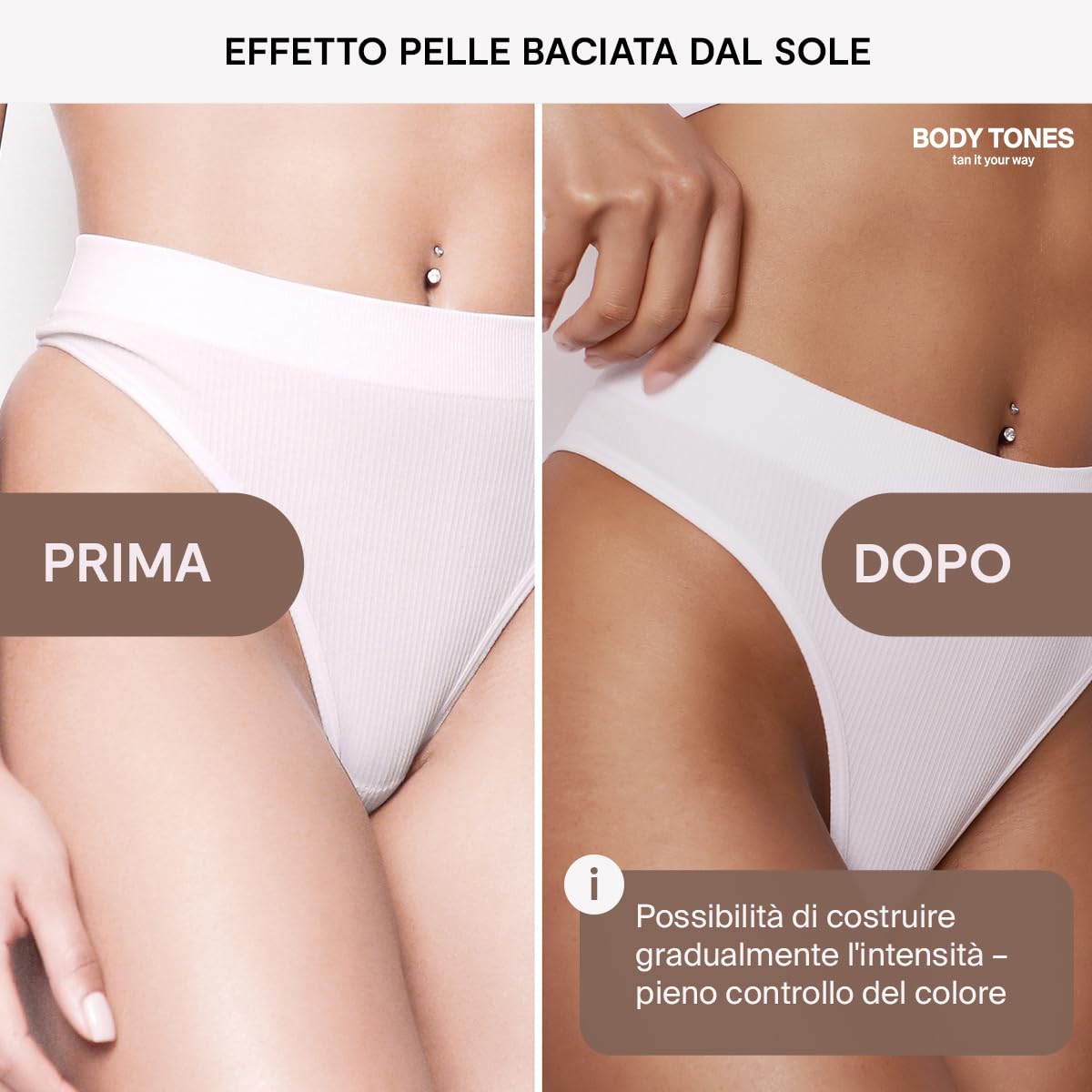 BODY TONES Schiuma Autoabbronzante Set 155 ml con Guanto – Autoabbronzante Corpo, Self Tan Naturale, Mousse Idratante