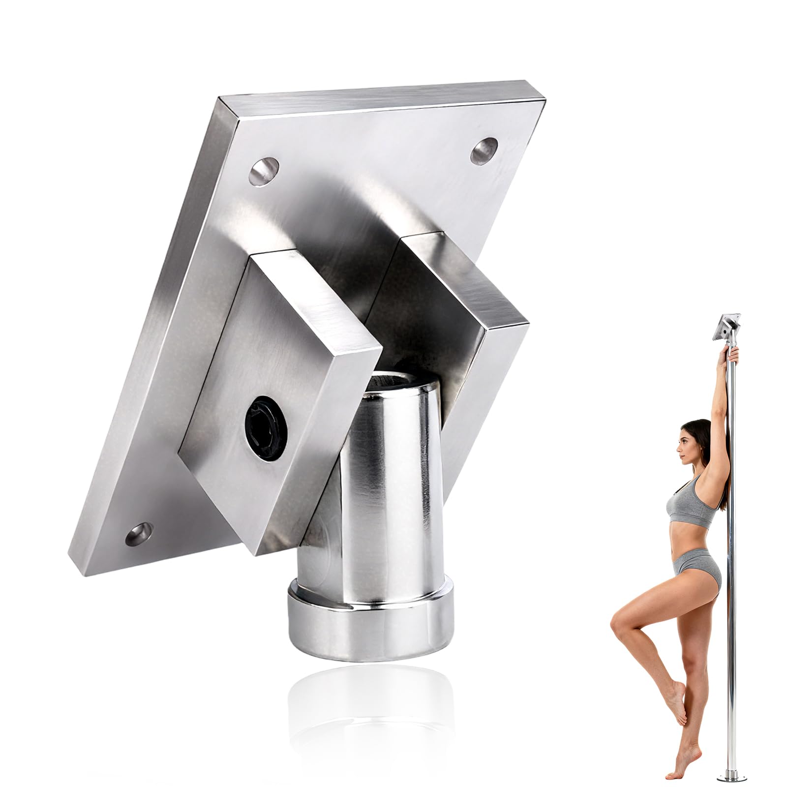 Placa Fija para Pole Dance, Placa Fija Universal de Techo Premium Pole Dance Accesorio Práctico Instalación en Techo para Uso Doméstico o en Estudio (Plateada)