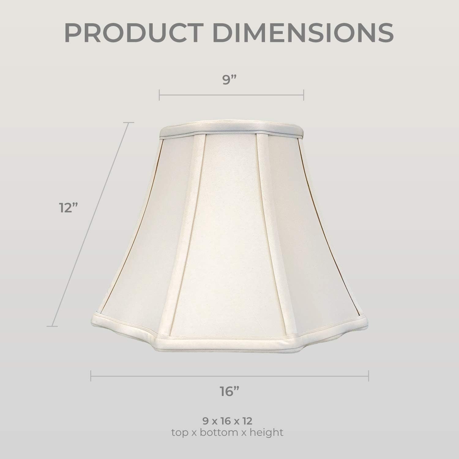 Royal Designs, Inc. BSO-701-16BG Flare Bottom Outside Corner Scallop Basic Lamp Shade, 9 x 16 x 12, Beige