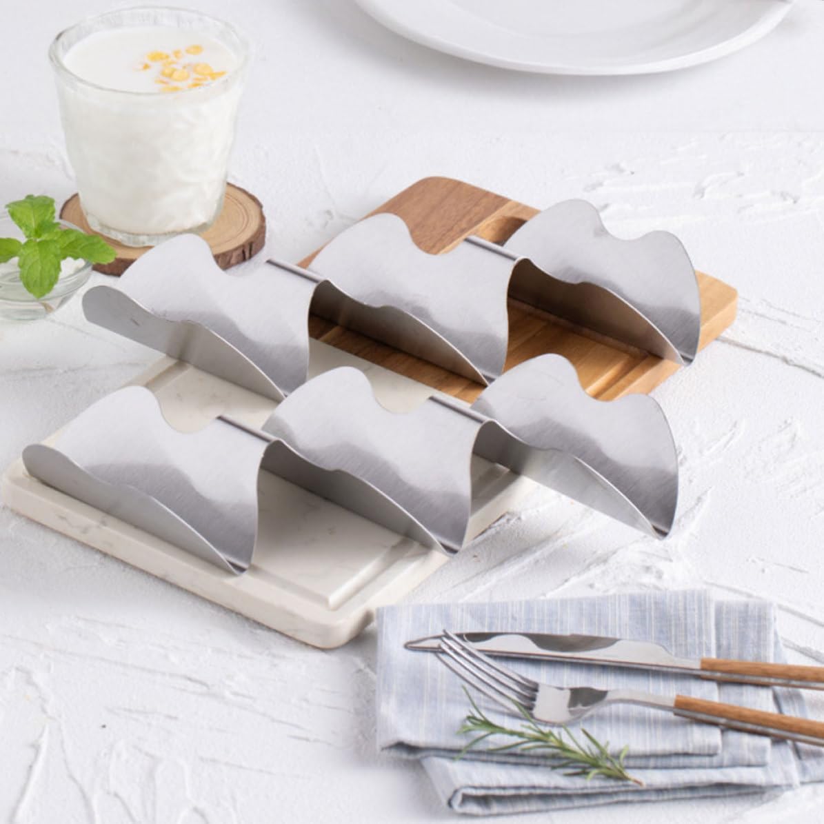 W Shaped Stainless Steel Taco Rack for Grilling and Tortillas