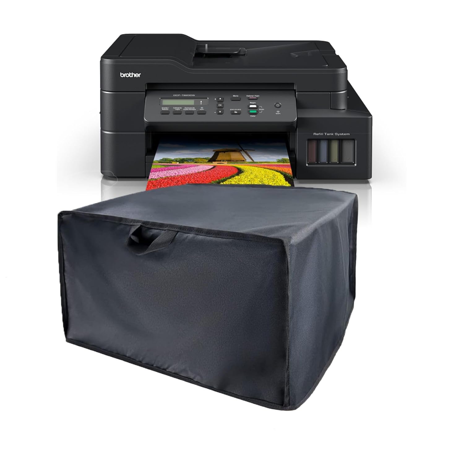 Printer Dust Cover Compatible for Brother Dcp-T820Dw / Mfc-T920Dw / Dcp-T710W All-In One,Premium Nylon, Water-Resistant, Durable, Anti-Static Protection for Home & Office Printers (Dorca)- Black
