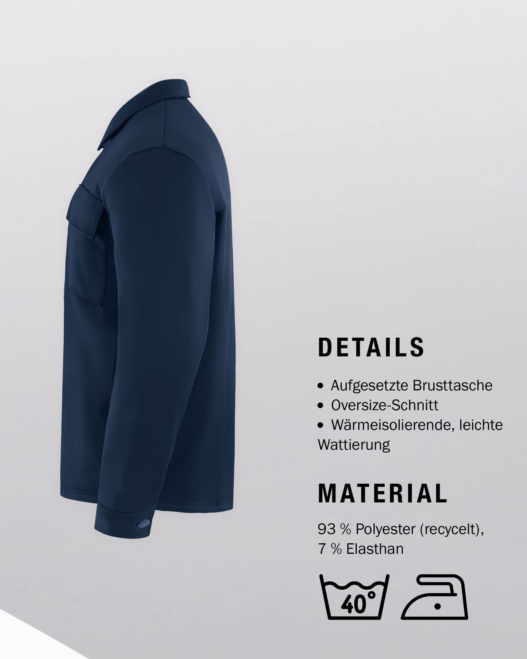 JAKO Hemdjacke Wardrobe – für einen lässigen Retro-Stil mit modernem Komfort, bestehend aus recyceltem Polyester
