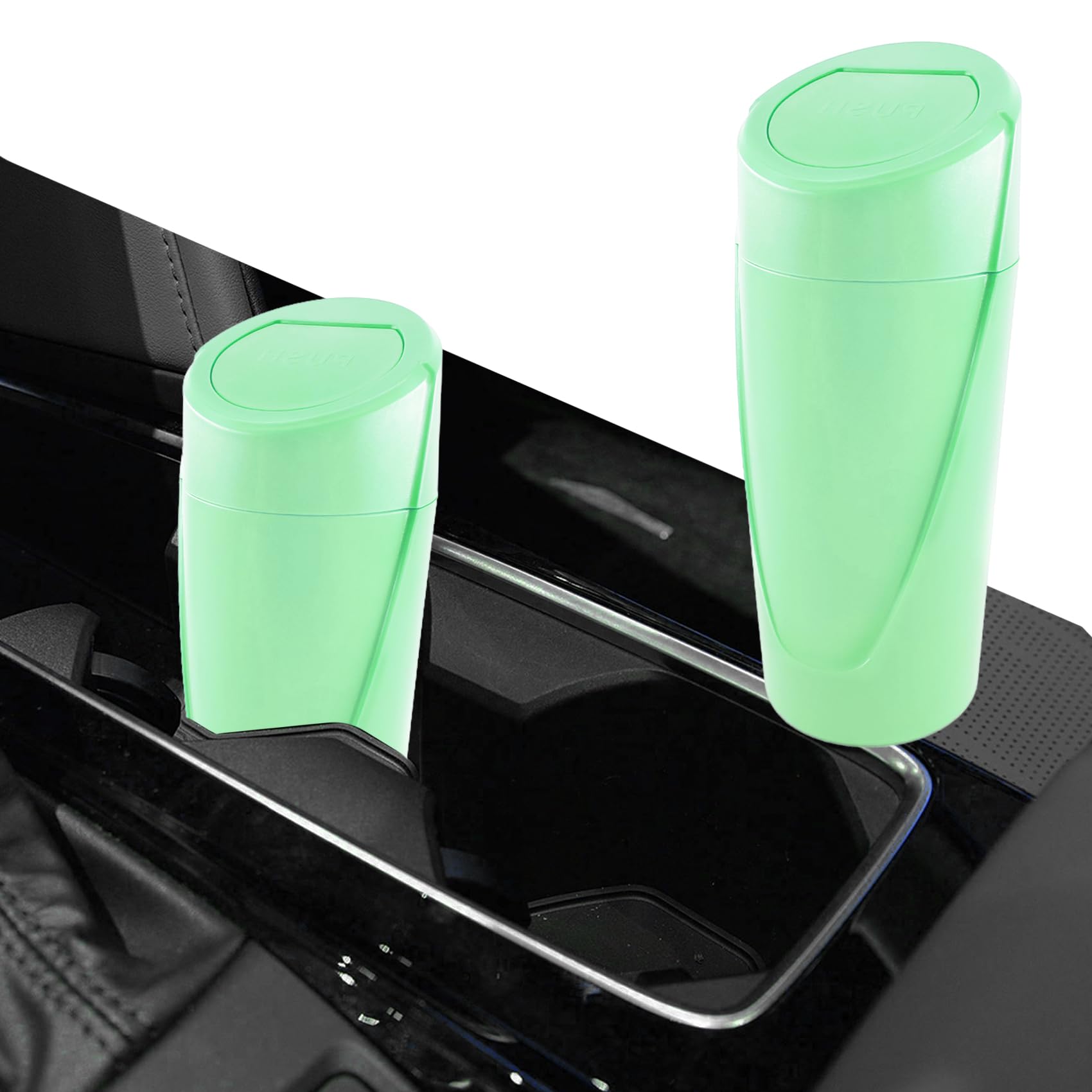 Lyxheth - Papelera para coche con tapa, minicesta a prueba de fugas, organizador multiusos, portátil, universal, para coche, hogar y oficina, color verde claro