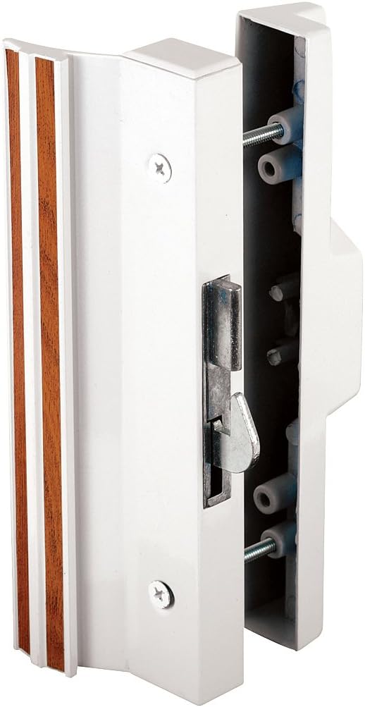 Prime-Line C 1118 Extruded Aluminum, White, Surface Mount Handles with Anti-Lift Hook Latch (Single Pack)