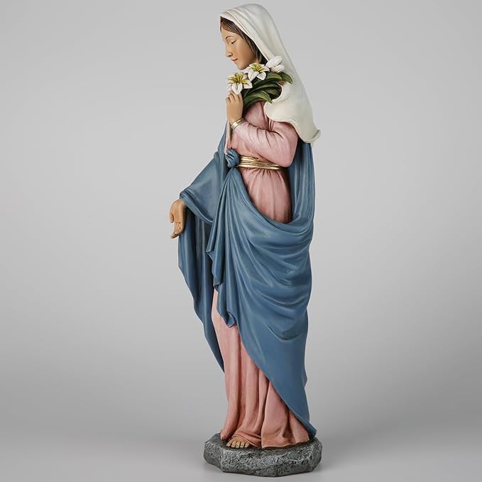 Estatua Virgen María Gracia4Joy 14 pulgadas Resina Policromada miniatura 5