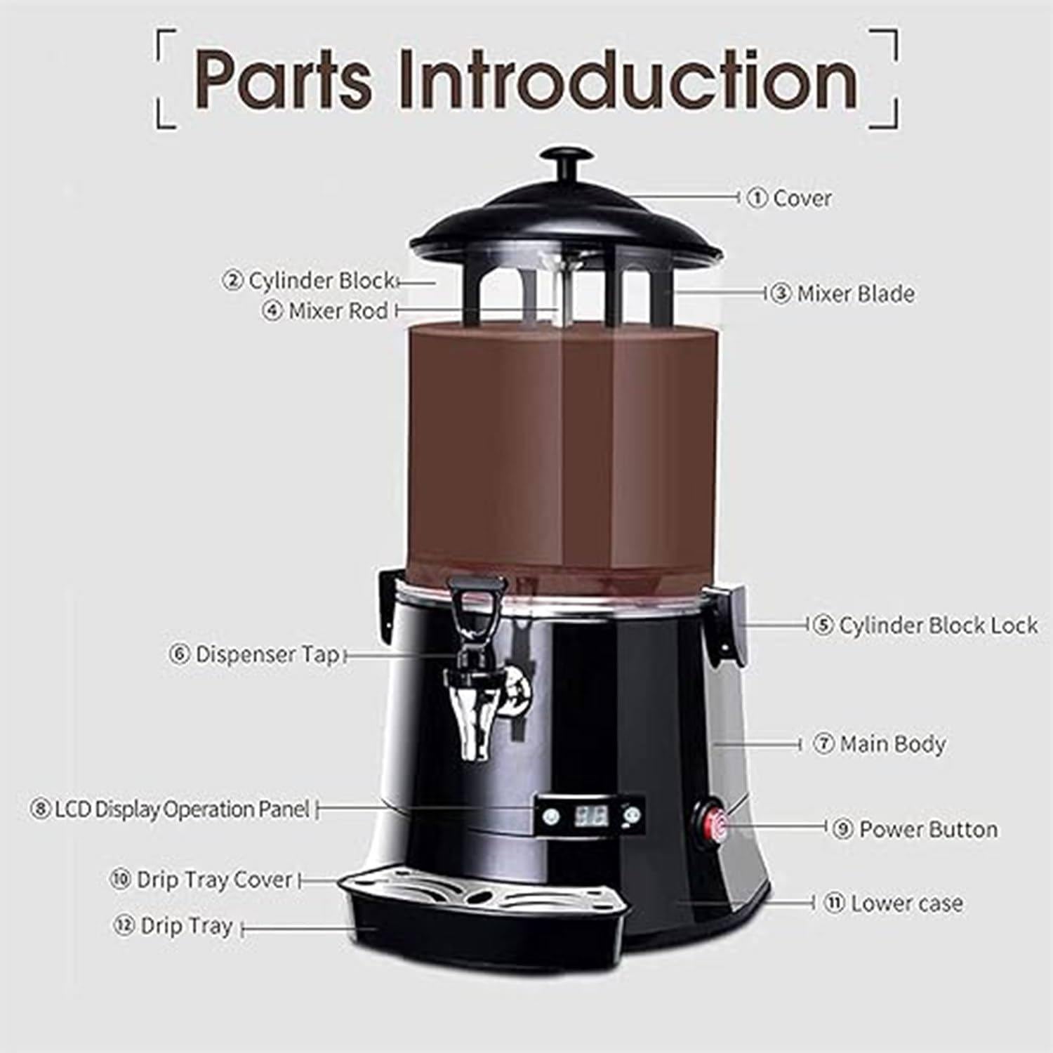 Máquina Comercial para Hacer Chocolate Caliente, máquina eléctrica para Calentar Chocolate Caliente, para Calentar café con Leche, té, Zumo de té,10L