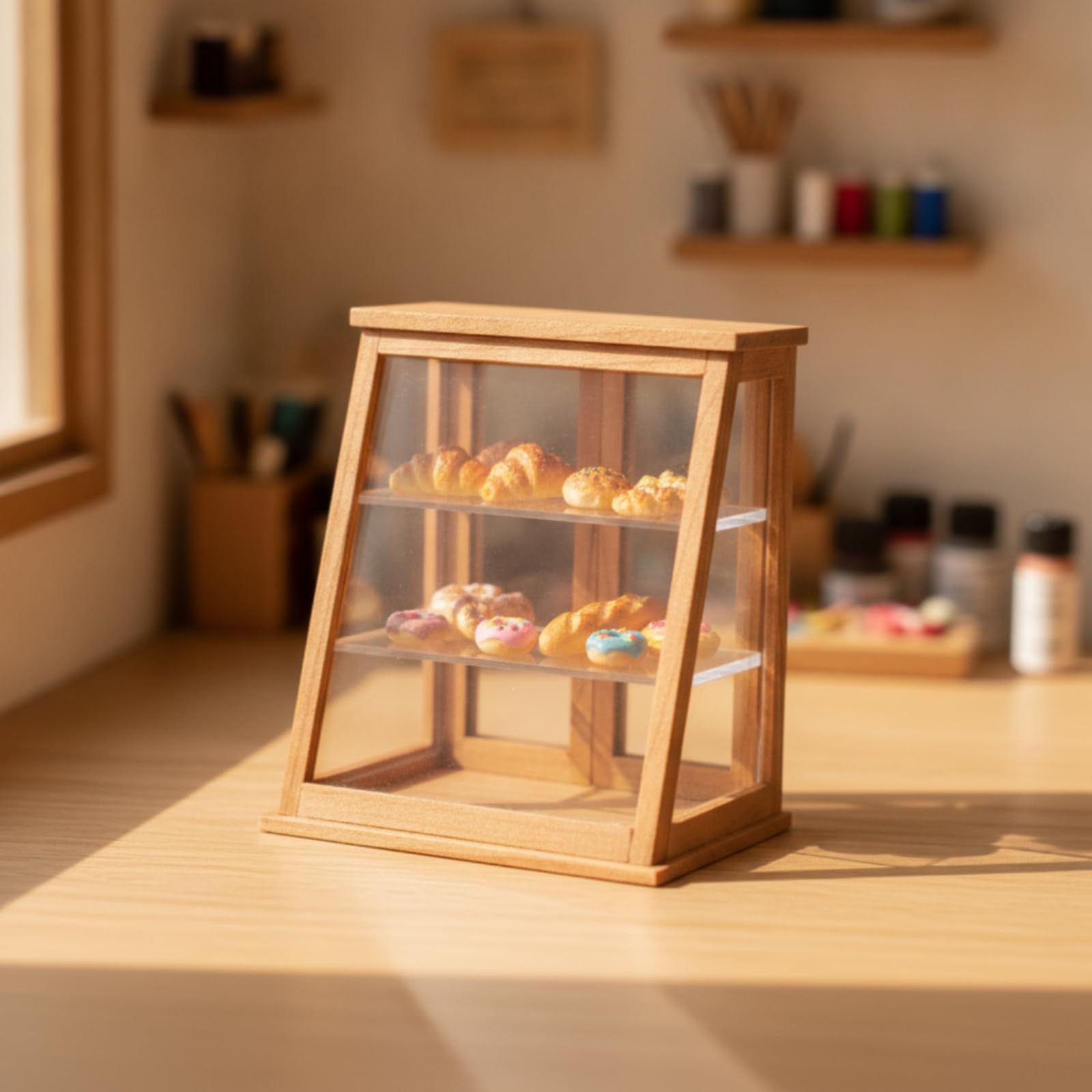 Milageto Vitrine Miniature Traparent Vitrine Trapézoïdale en Bois pr nneurs, Style D
