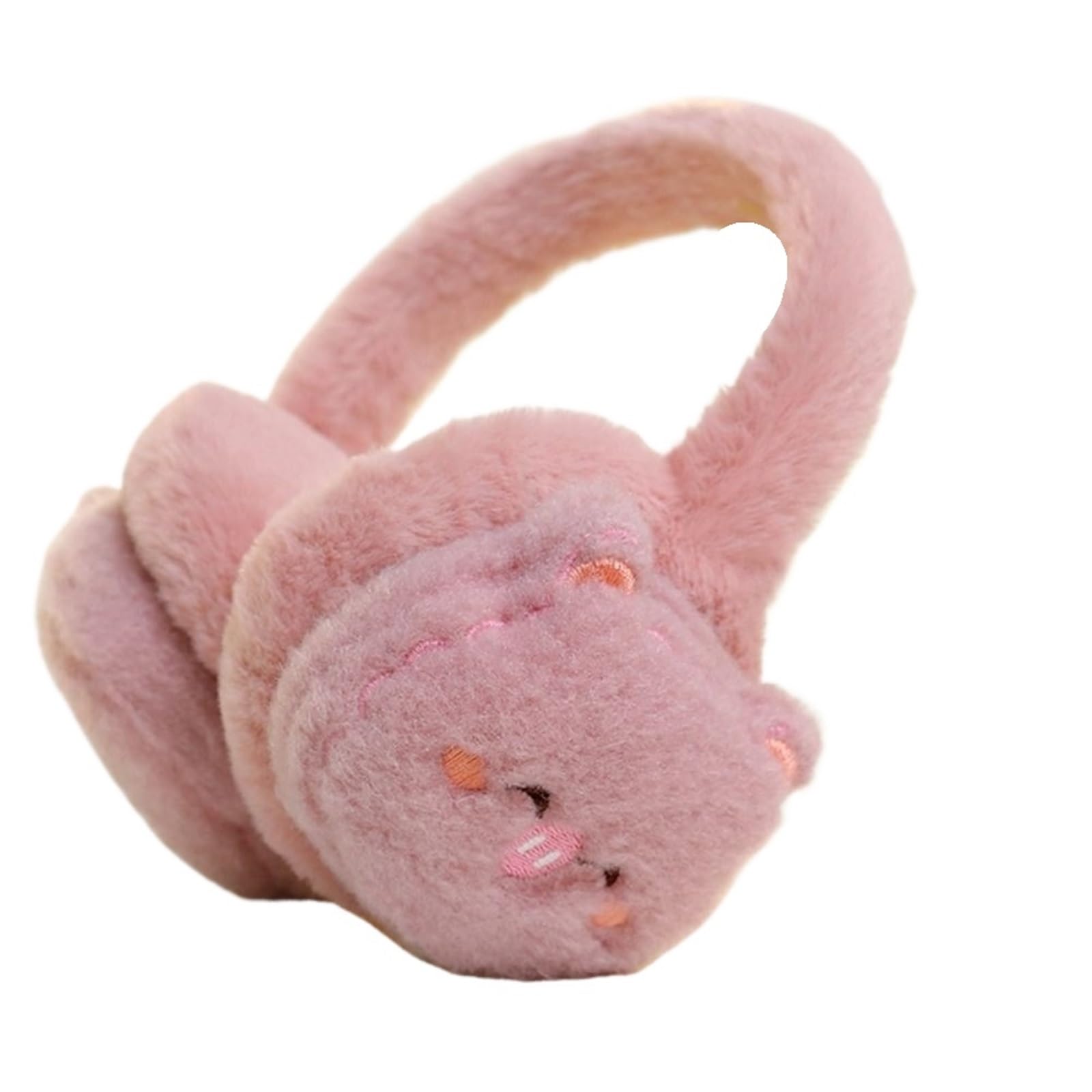 VIVAZYTGH Folding Earflap Animal Design Plush Ear Warmer Adult Children Winter Warm Earmuffs Cold Protection(Pink-Pig)