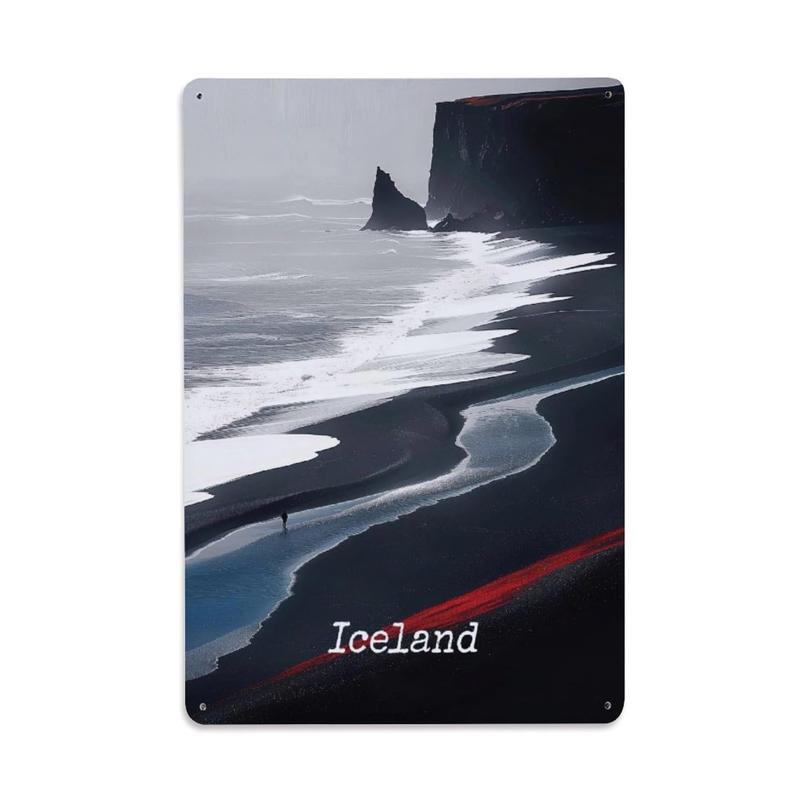 Nordic Iceland City Travel Art Metal Tin Sign Plaque Wall Decor for Cafe, Club, Garden Metal Poster 8x12Inch