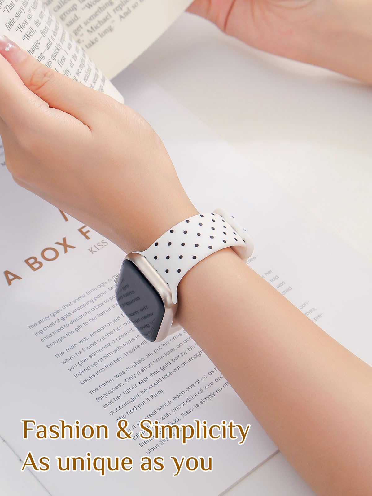 Bracelet de montre esthétique tendance à pois compatible avec Apple Watch 38 mm, 40 mm, 41 mm, 42 mm, 44 mm, 45 mm, 49 mm pour homme et femme, bracelet de sport mignon en silicone souple pour