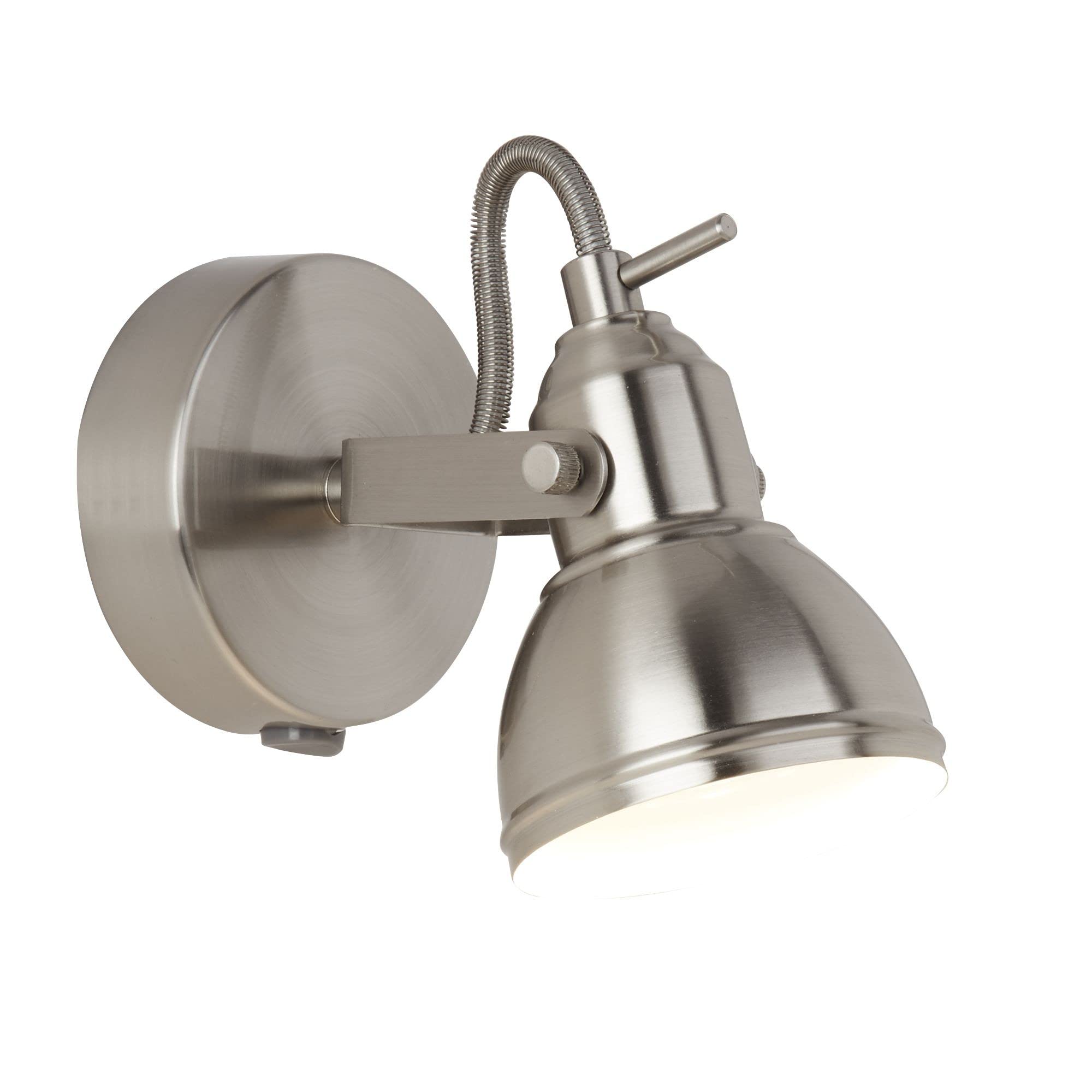 Searchlight Focus - Foco de pared ajustable de interior 1 luz Plata satinado, GU10