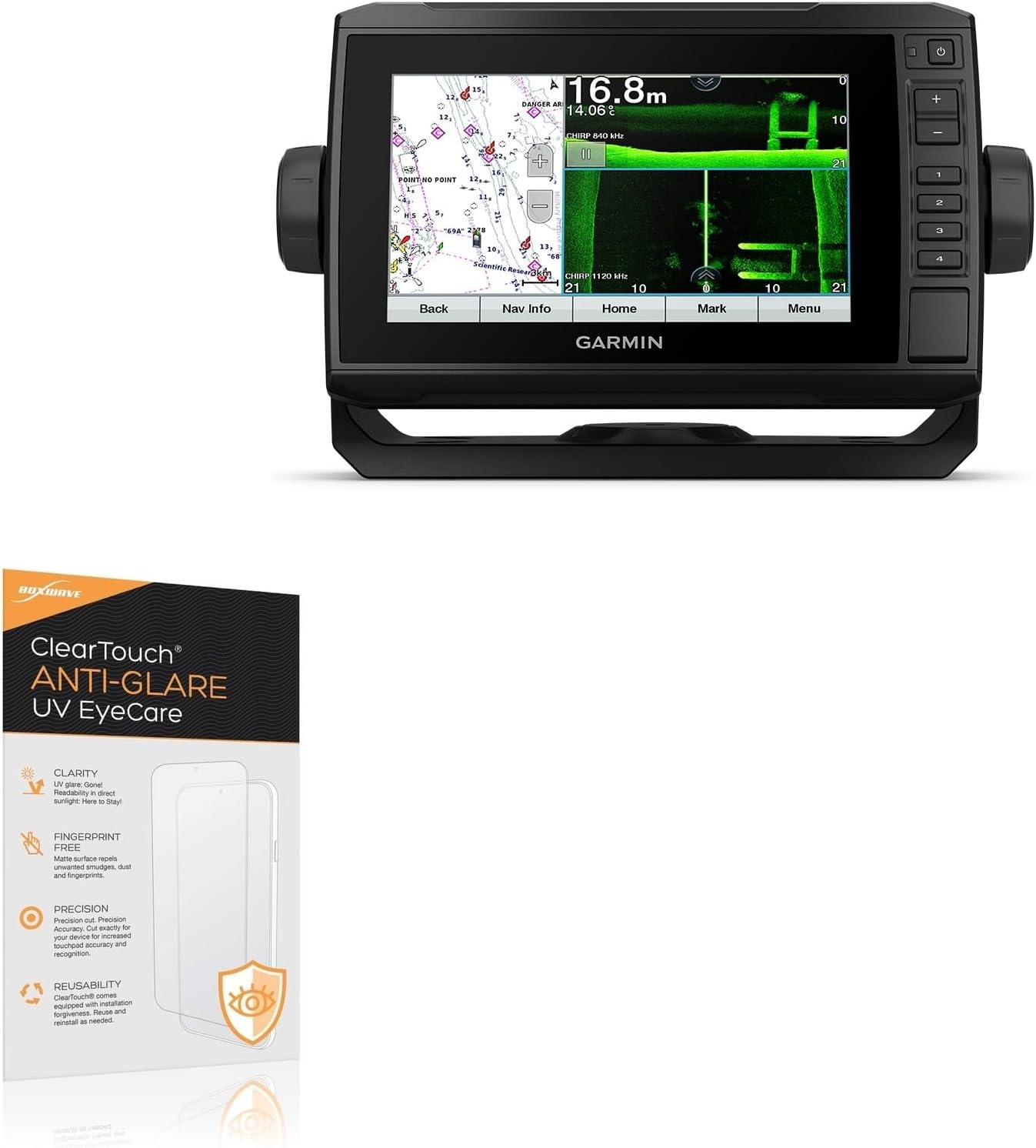 BoxWave Screen Protector Compatible With Garmin echoMAP UHD 75sv - ClearTouch Anti-Glare Anti-UV EyeCare (2-Pack), Filters out Harmful Blue Light Reduce Fatigue