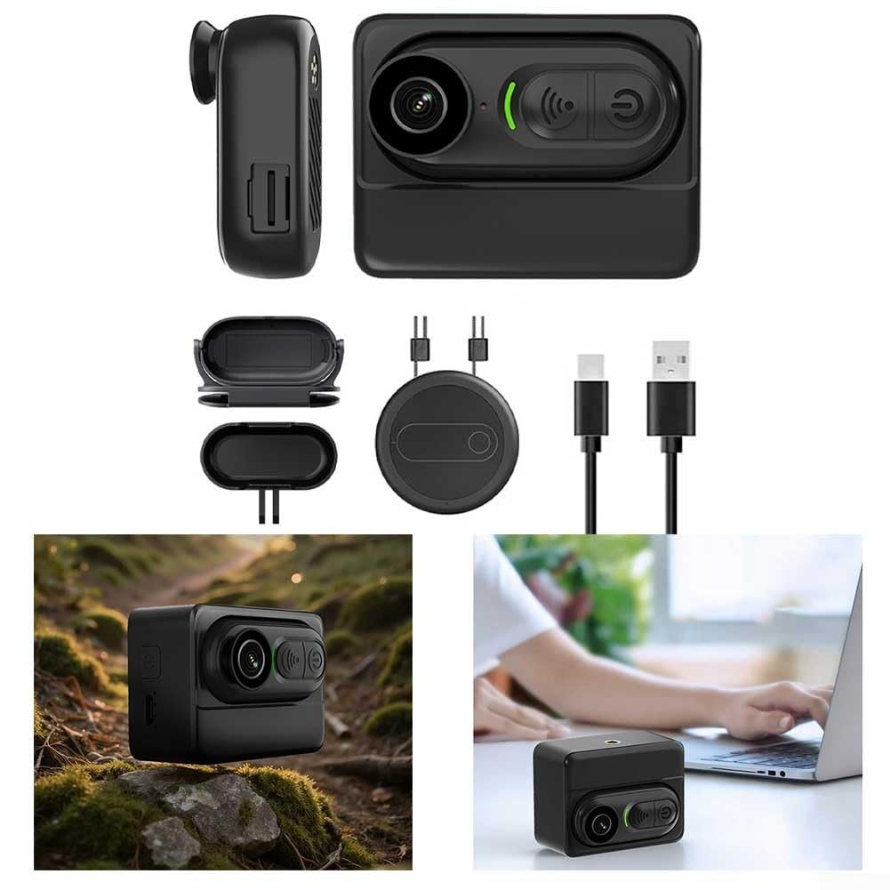 Action Camera, 4K Pollice Sport Camera WiFi Ricarica Magnetica, Outdoor Ciclismo Pocket Pet Camera per Vlogging Video Registrazione