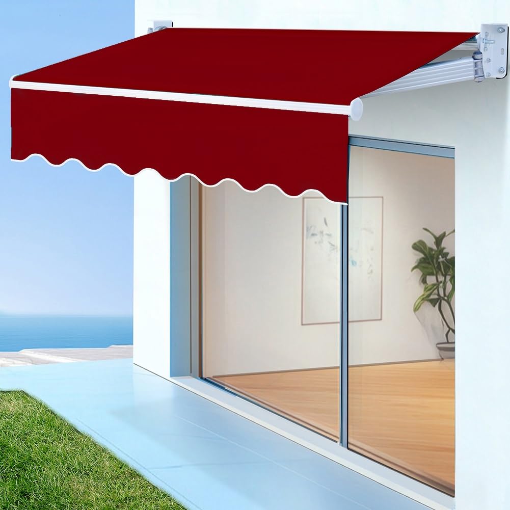 Sonnenblende ersetzt Stoffe, Terrassen-Markisen-Ersatzstoff, Polyester-Canvas-Volant, natürlich, rot, mehrere Größen(Red,20x10ft/600x300cm)