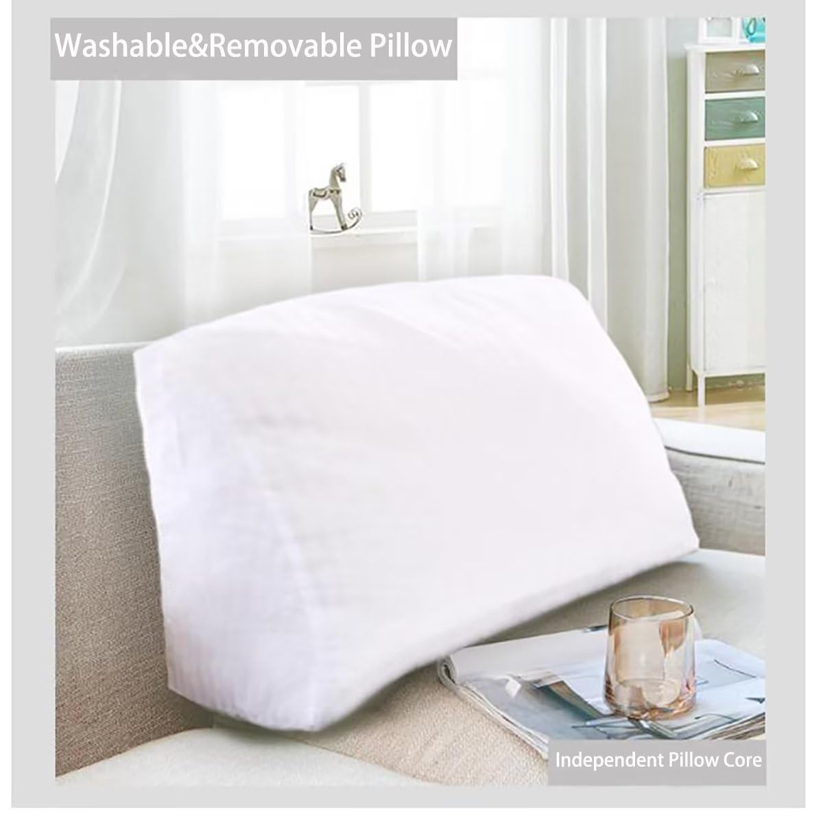 TESICA Headboard Pillow Wedge Reading Pillow Chenille Backrest Reading Rest Pillow Bed Soft Reading Pillow Triangular Back Cushion Pillow Sofa Bed Back Support Pillow, Camel, 24x14x8in