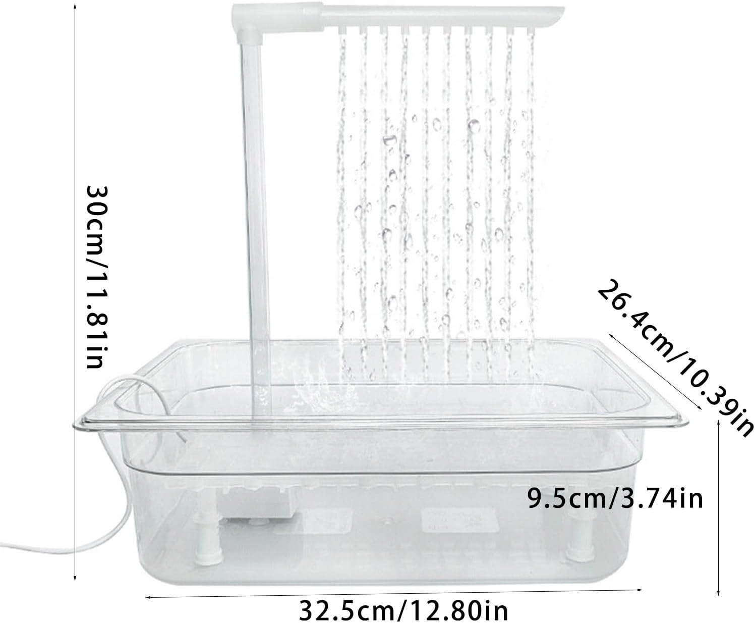 Automatic Pet Fountain Water Circulating Bird Bath Tub, Shower Box with Adjustable Water Flowing Cockatoo Shower Bath