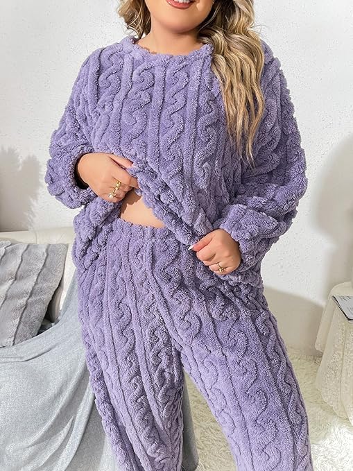Image of Ukal Women's and Men's Wool Blend & Fleece Long Sleeve Pullover Hoodies Set Full Length Winter Nightwear Pajama and top Set Tracksuit Gym Suit Night Suit Set