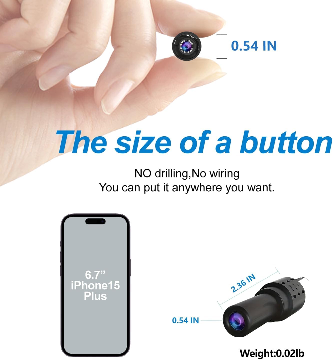 【Free 64G】World Tiny Bullet Camera,Ultra Mini WiFi Camera,Compact-Sized,HD1080P video Live,No Need Wifi Camera,Nanny Cam,Smart Alerts Baby Monitor,Pet Monitoring with Night Vision,Motion Detection