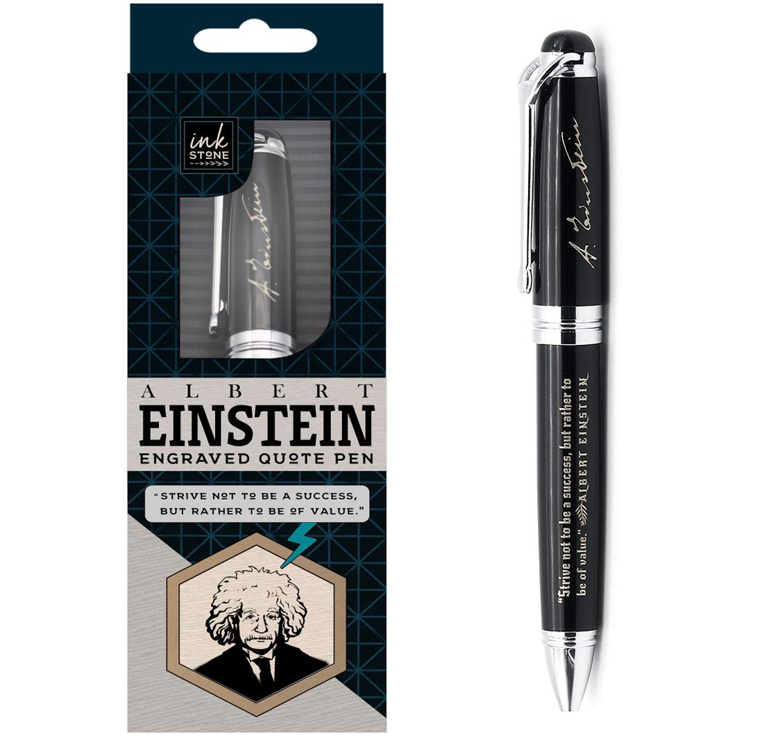 Inkstone Ballpoint Black Ink Pen | Inspirational Albert Einstein Quote Strive Not to Be a Success, but Rather to be of Value | Durable | Thoughtful and Encouraging Gifts