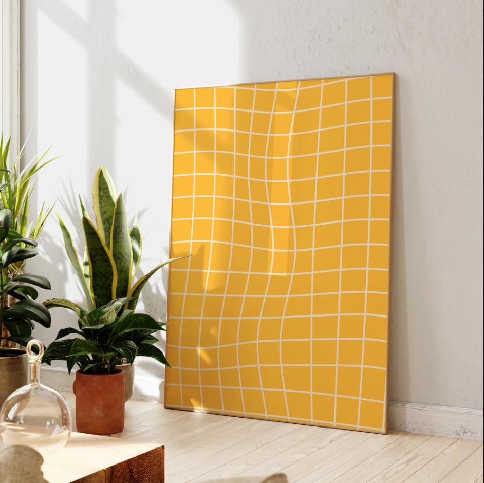 Tableau sur toile minimaliste jaune haute définition pour salon