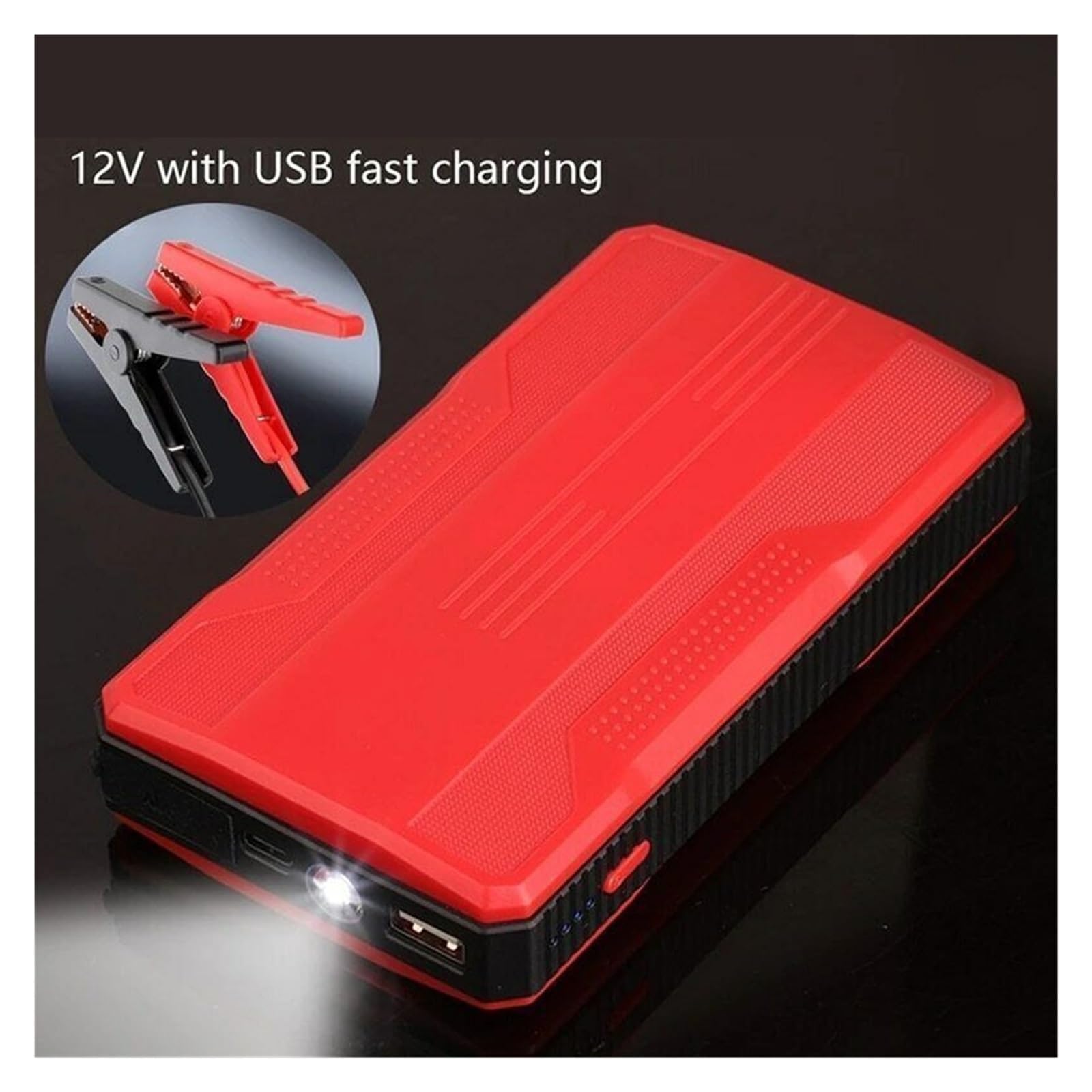 20000mAh Akumulator Samochodowy O Dużej Mocy Urządzenie Do Awaryjnego Uruchamiania Przenośny Wzmacniacz Do Akumulatora Samochodowego Ładowarka Booster Power Bank Urządzenie Startowe Port USB(Black)