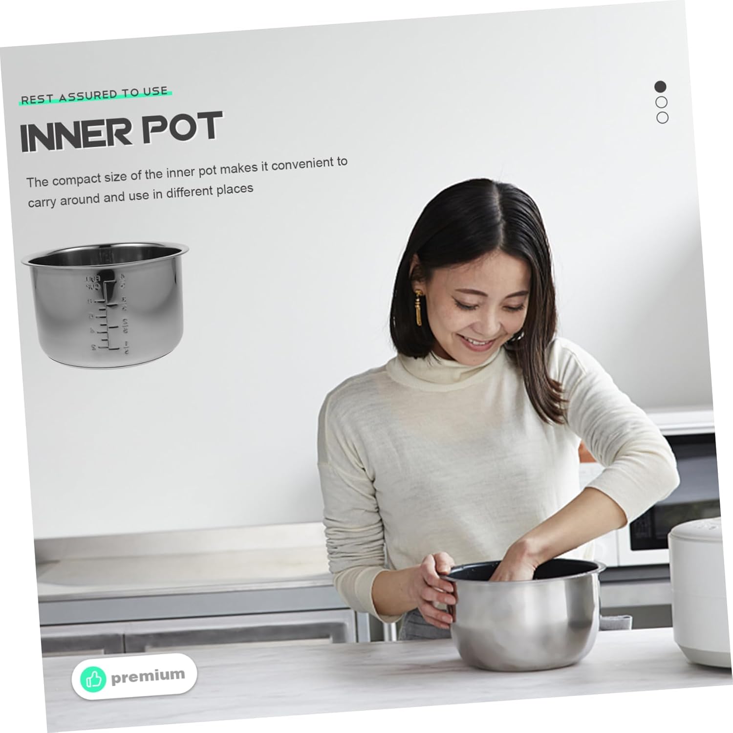 Cabilock Stainless Steel Rice Cooker Inner Pot Replacement Multi-use Liner for Electric Cookers Capacity with Measurement Scale for Cooking Various Dishes